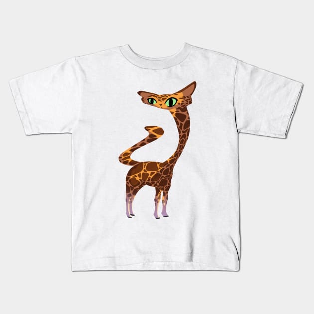 Wonky Giraffe Cat Kids T-Shirt by jastinamor